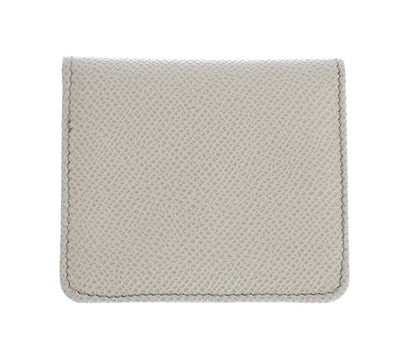 Dolce &amp; Gabbana Sleek White Leather Condom Case Wallet