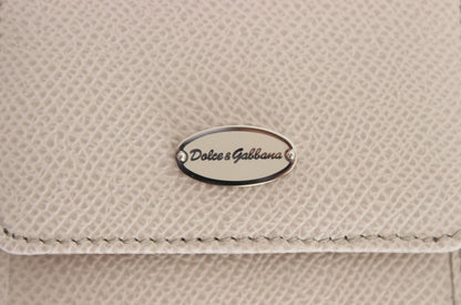 Dolce &amp; Gabbana Sleek White Leather Condom Case Wallet