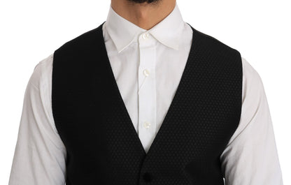 Dolce &amp; Gabbana Elegant Polka Dot Black Dress Vest