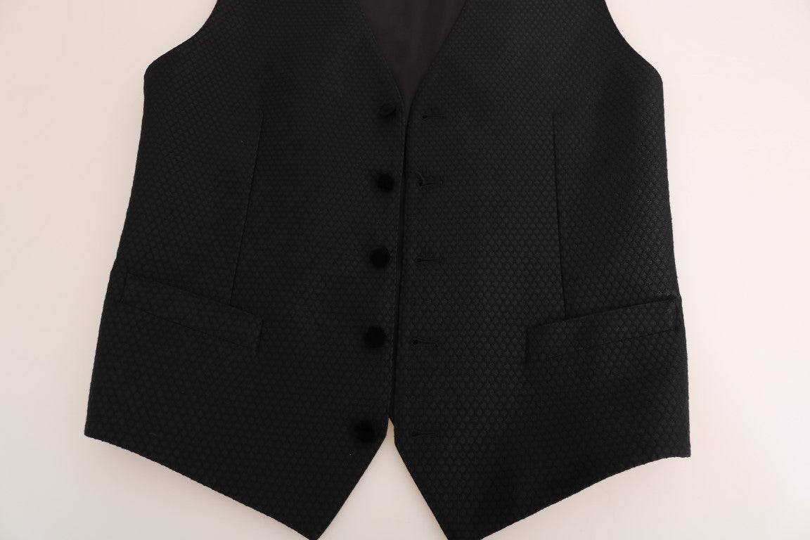 Dolce &amp; Gabbana Elegant Polka Dot Black Dress Vest