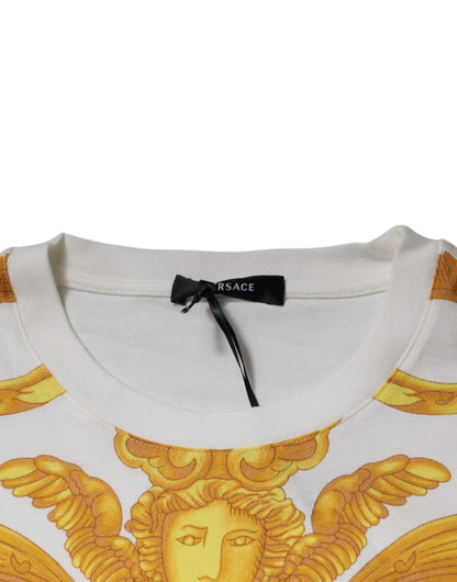 Versace White Medusa Print Cotton Crew Neck T-shirt