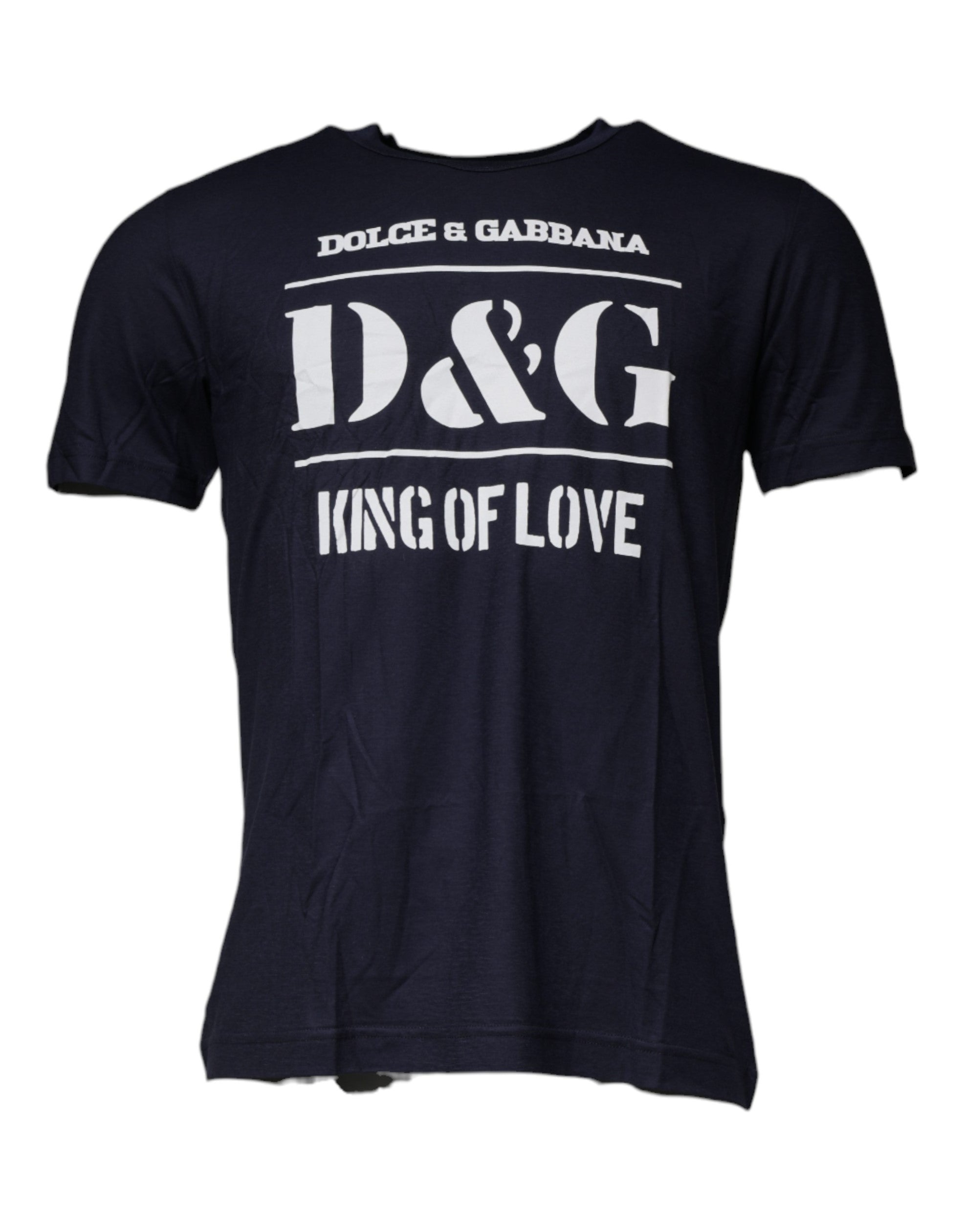 Dolce &amp; Gabbana Blue D&amp;G King Of Love Cotton Crew Neck T-shirt