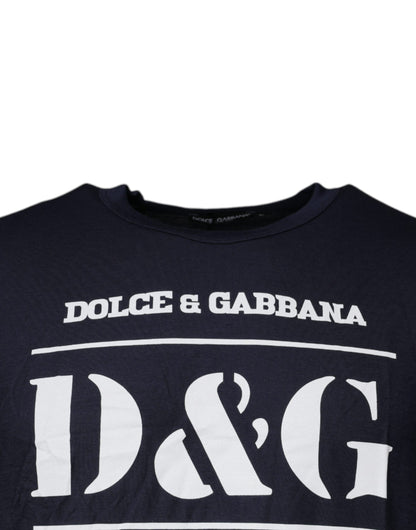 Dolce &amp; Gabbana Blue D&amp;G King Of Love Cotton Crew Neck T-shirt