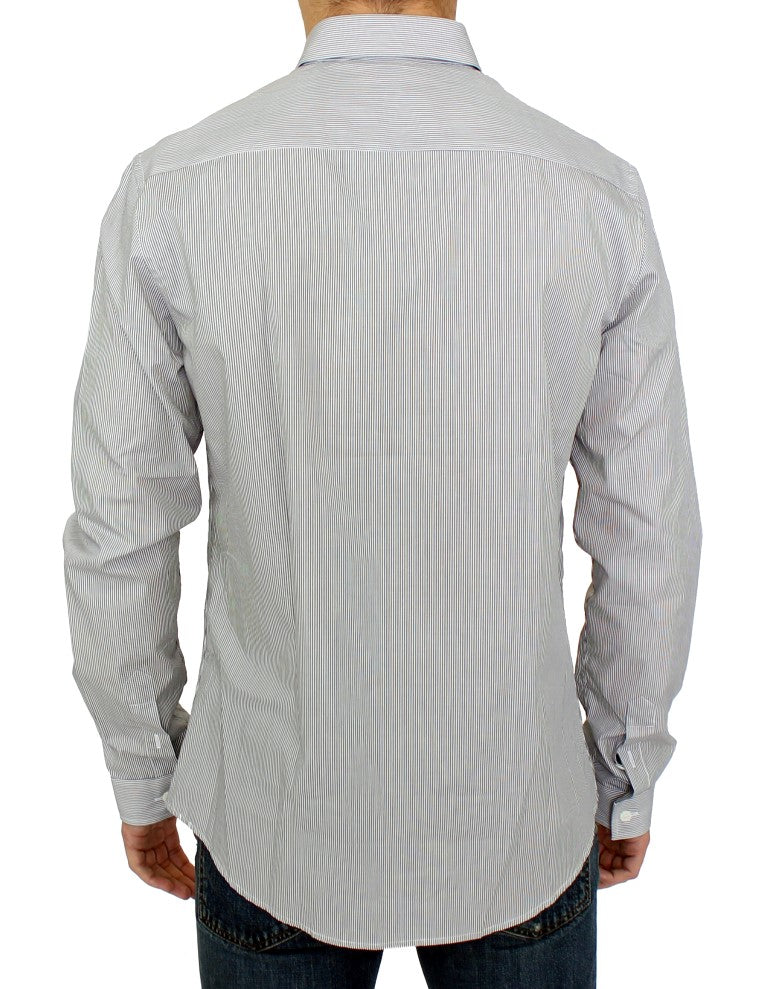 GF Ferre Chic Gray Striped Cotton Casual Shirt