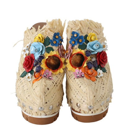 Dolce &amp; Gabbana Chic Embellished Wooden Slides