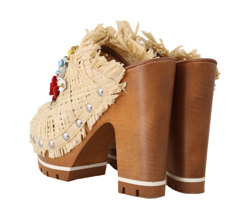 Dolce &amp; Gabbana Chic Embellished Wooden Slides