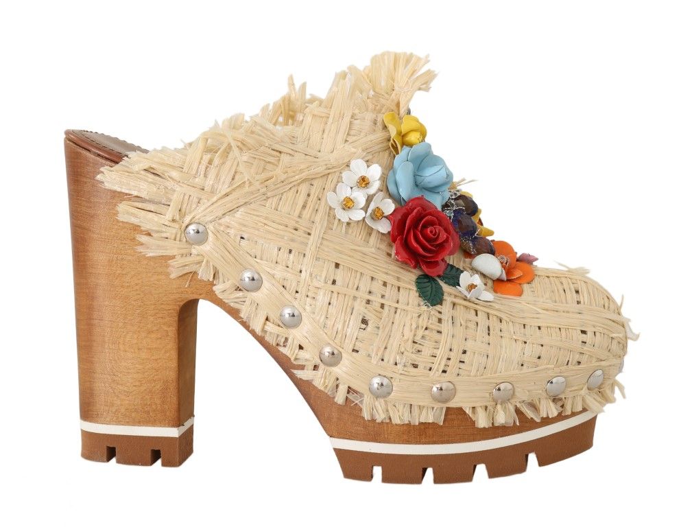 Dolce &amp; Gabbana Chic Embellished Wooden Slides