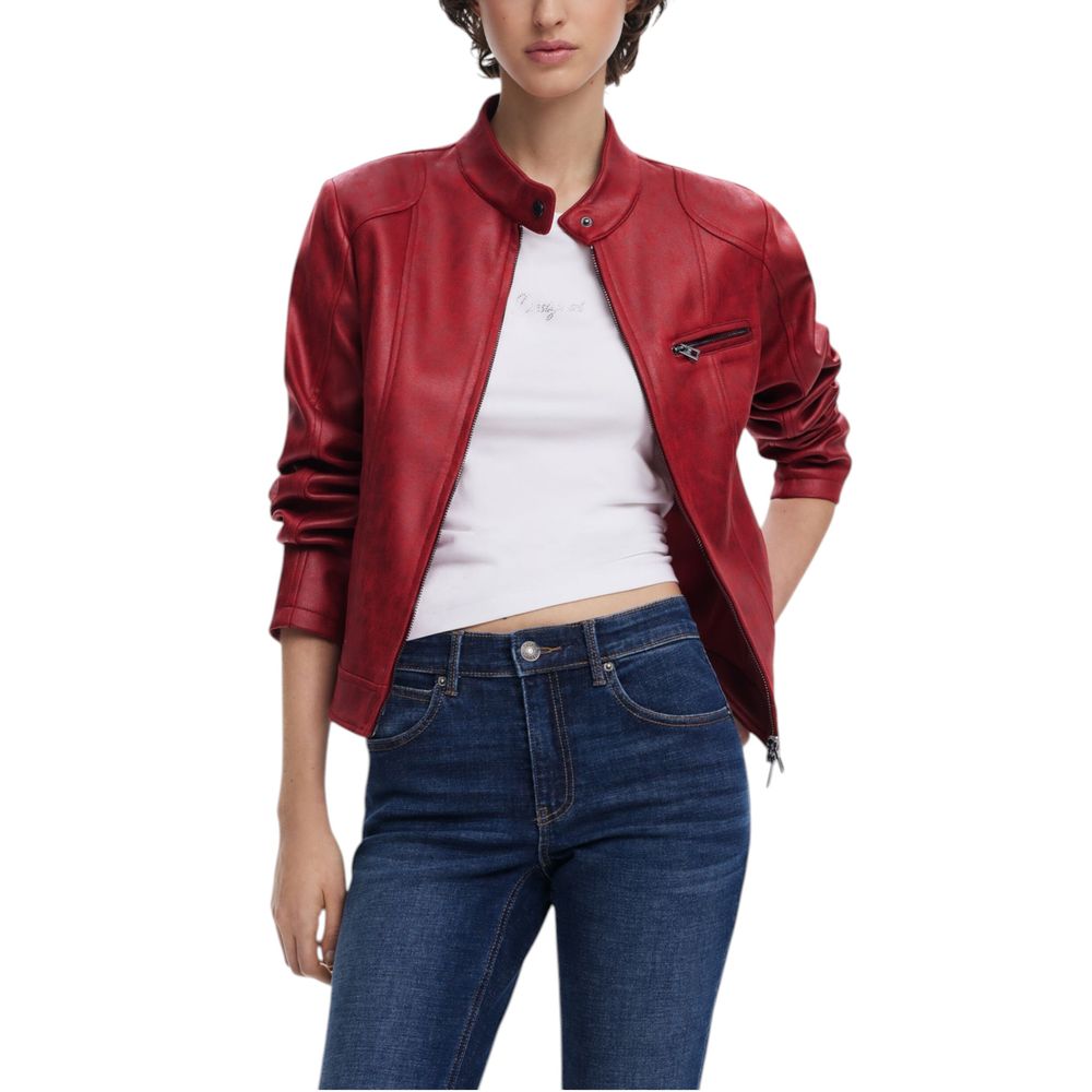 Desigual Red Polyester Jackets &amp; Coat