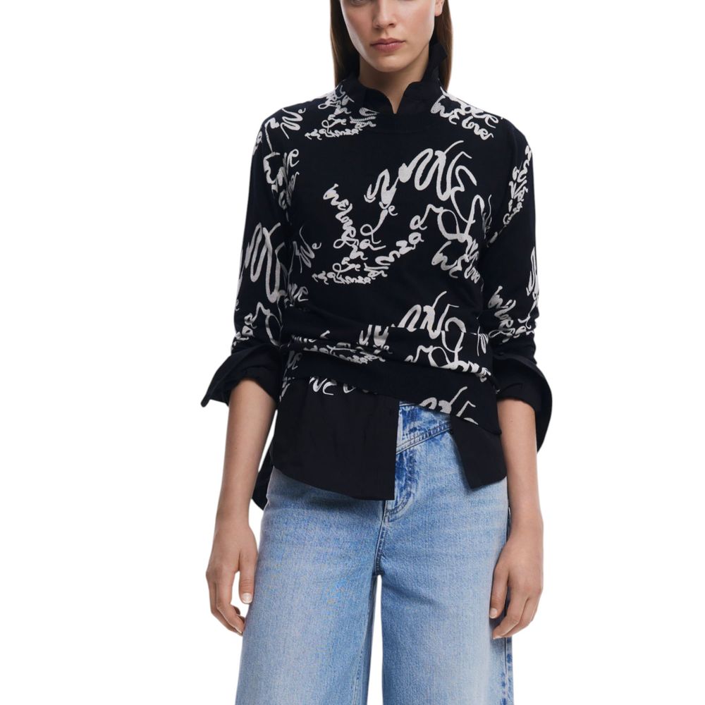 Desigual Black Viscose Tops &amp; T-Shirt