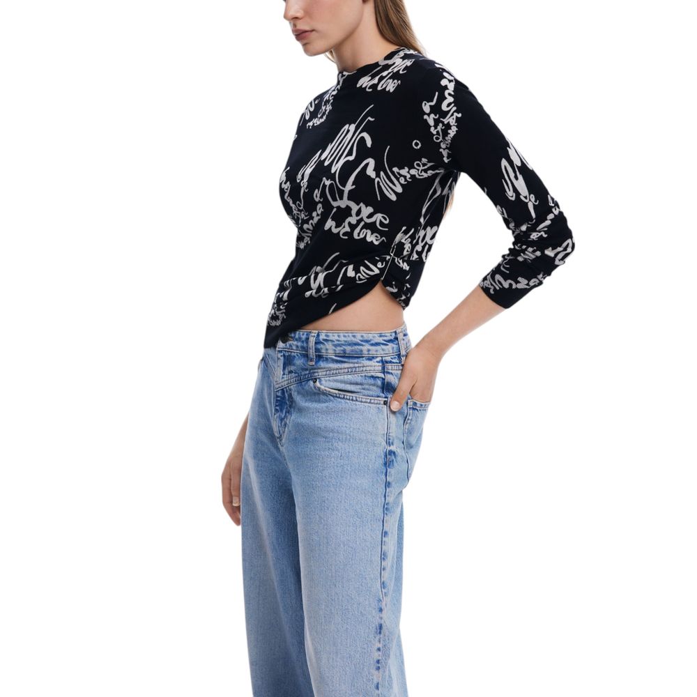 Desigual Black Viscose Tops &amp; T-Shirt