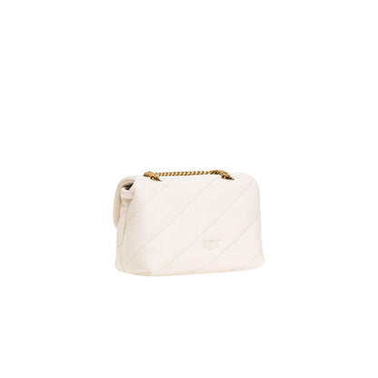 PINKO Cream Leather Handbag