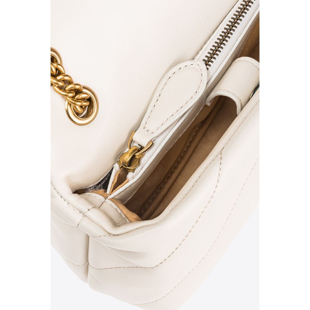 PINKO Cream Leather Handbag