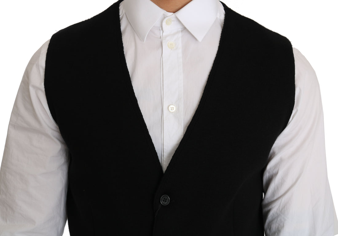 Dolce &amp; Gabbana Sleek Black Cotton Formal Vest