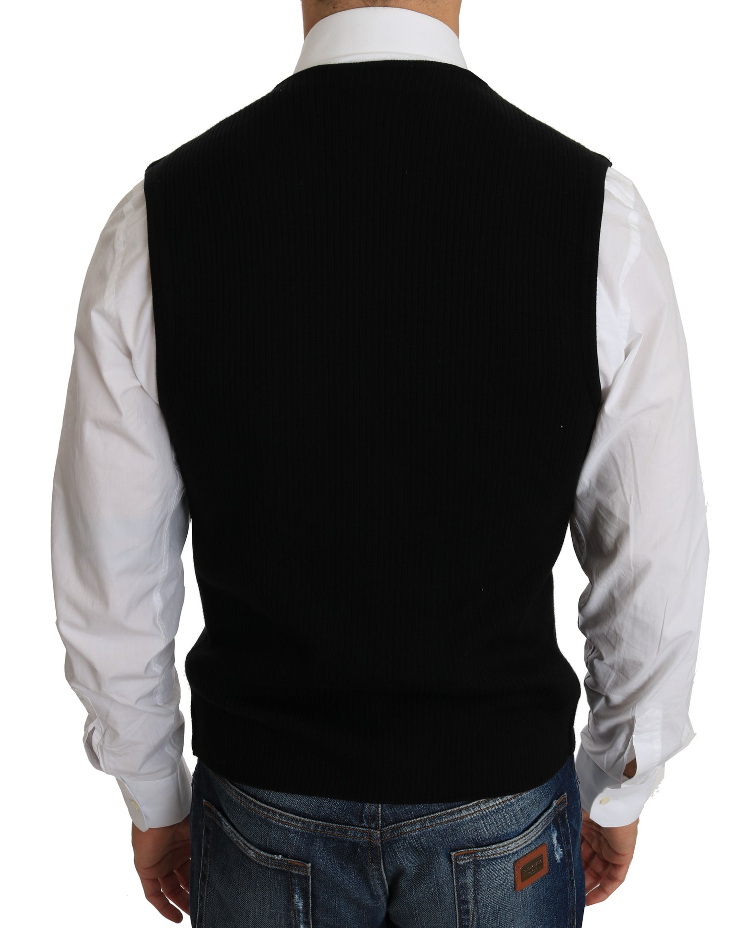 Dolce &amp; Gabbana Sleek Black Cotton Formal Vest