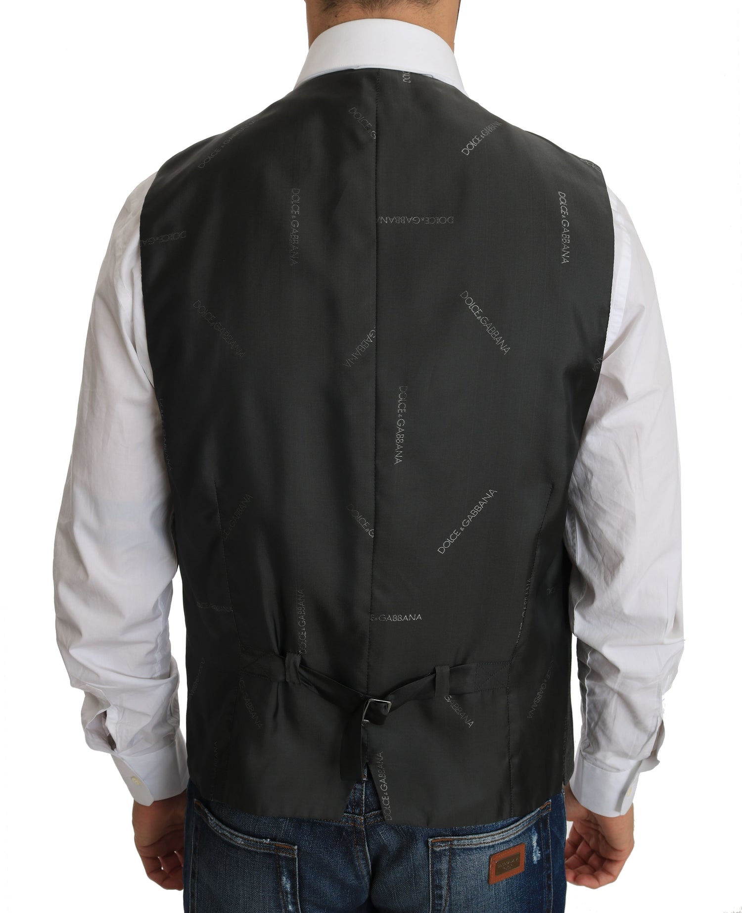 Dolce &amp; Gabbana Elegant Checkered Wool Vest for the Urbane Man