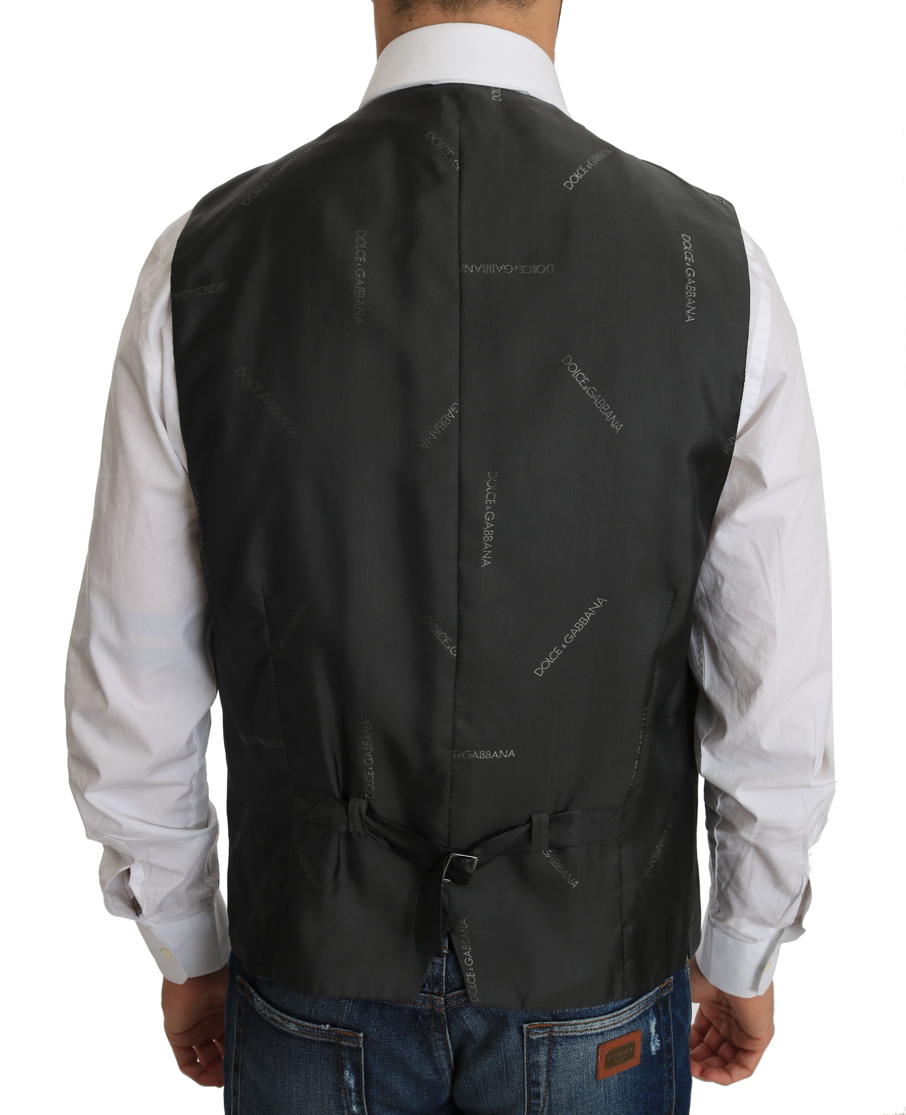 Dolce &amp; Gabbana Elegant Checkered Wool Vest for the Urbane Man