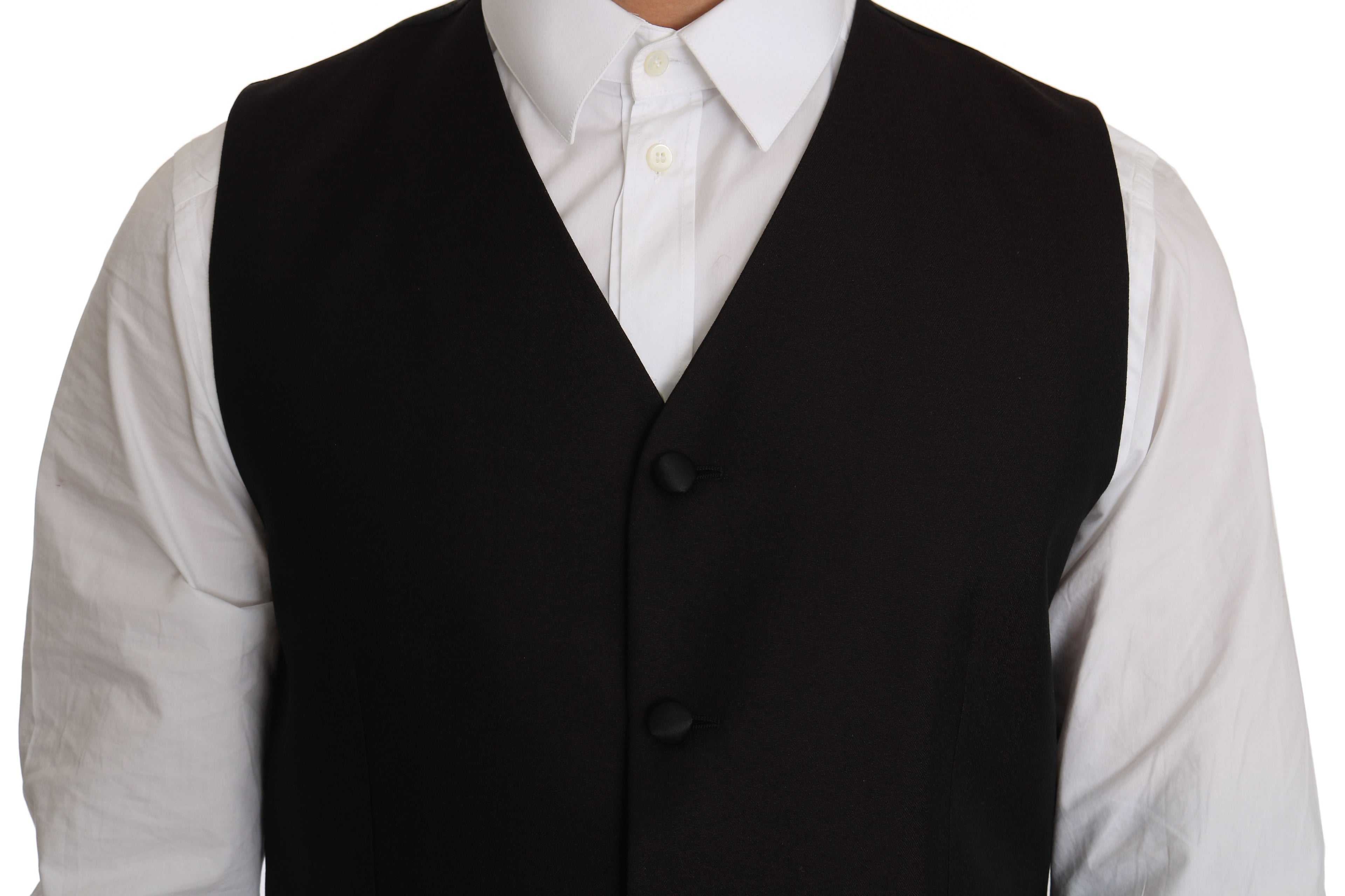 Dolce &amp; Gabbana Elegant Black Silk Blend Formal Vest