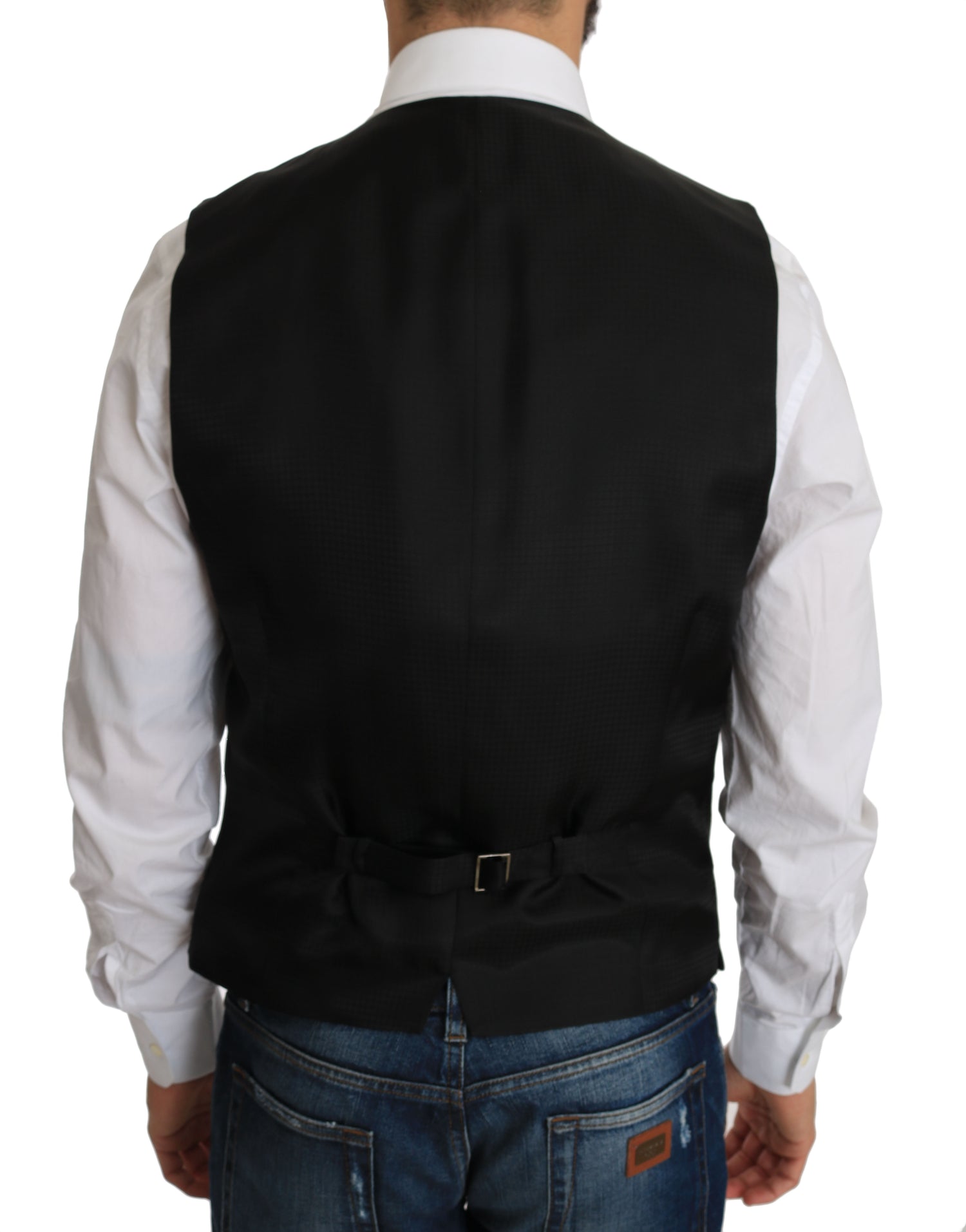 Dolce &amp; Gabbana Elegant Black Silk Blend Formal Vest