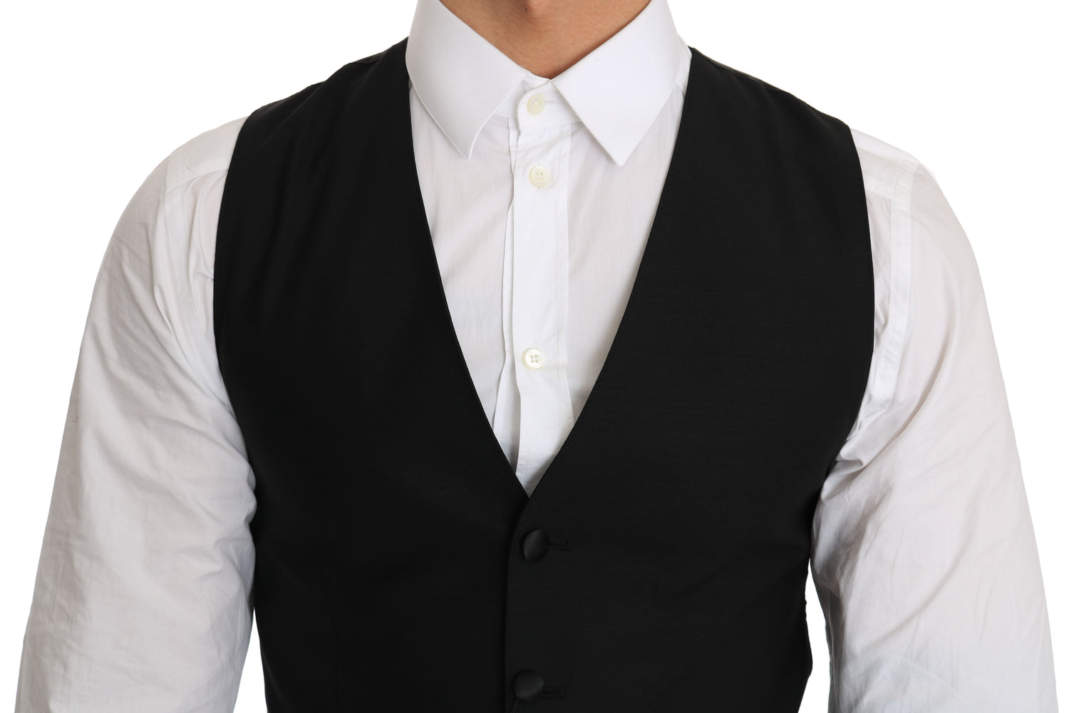 Dolce &amp; Gabbana Sleek Black Wool Blend Formal Vest