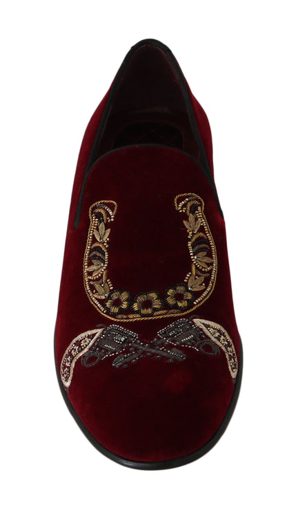 Dolce &amp; Gabbana Bordeaux Velvet Sequined Men&