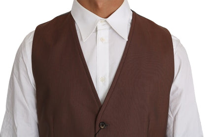 Dolce &amp; Gabbana Sleek Bronze &amp; Gray Formal Vest Slim Fit