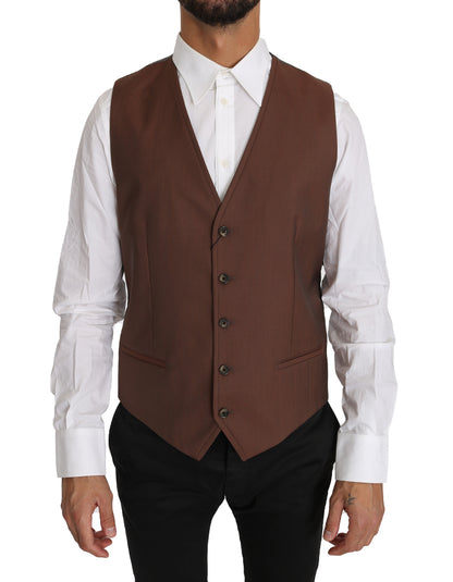 Dolce &amp; Gabbana Sleek Bronze &amp; Gray Formal Vest Slim Fit