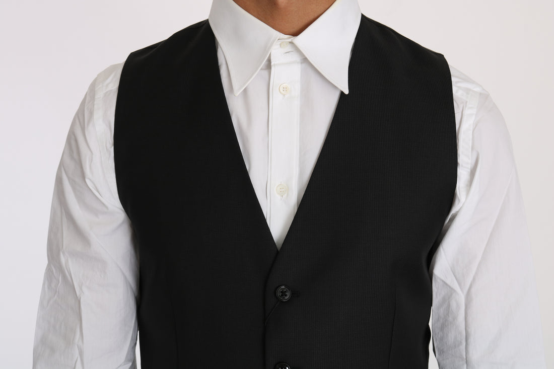 Dolce &amp; Gabbana Sleek Black Wool-Silk Formal Vest