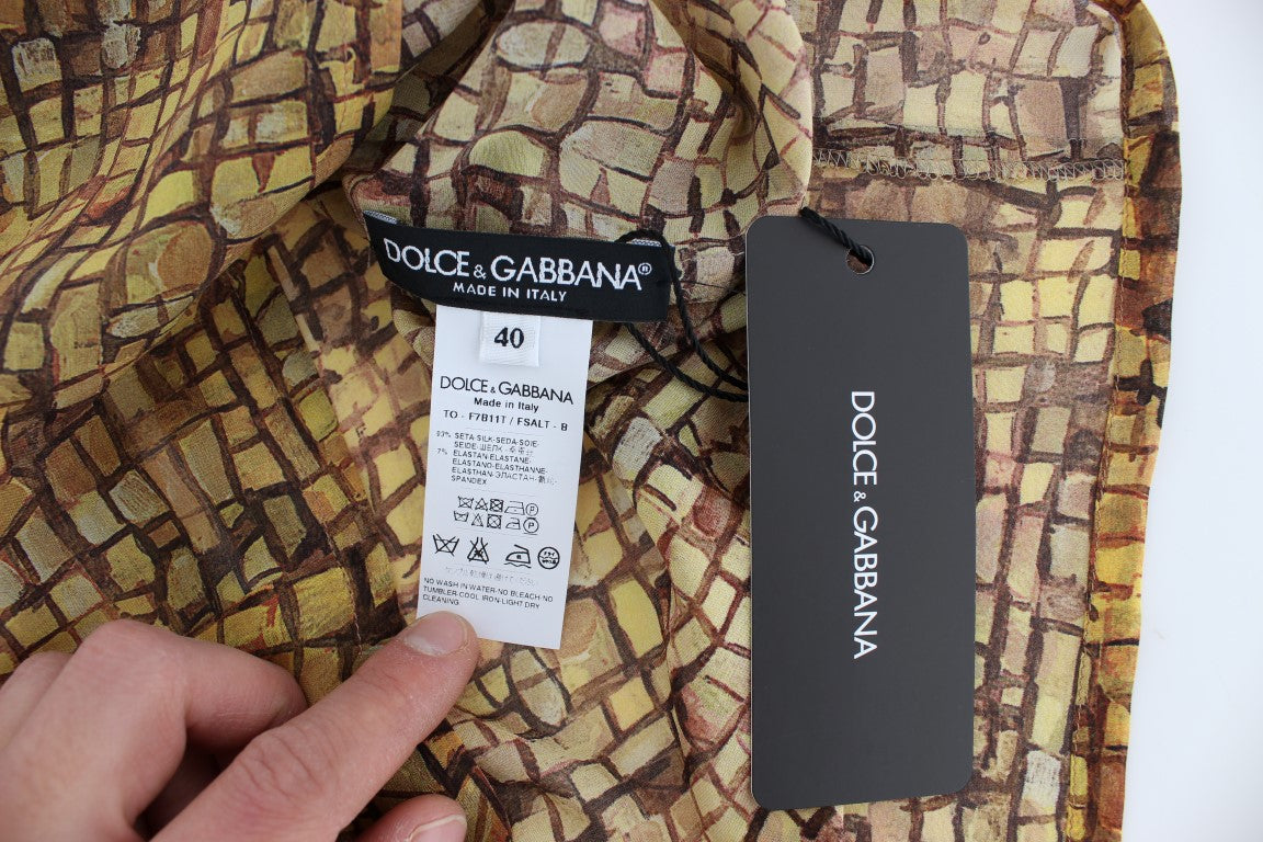 Dolce &amp; Gabbana Sicilian Mosaic Print Silk Blouse