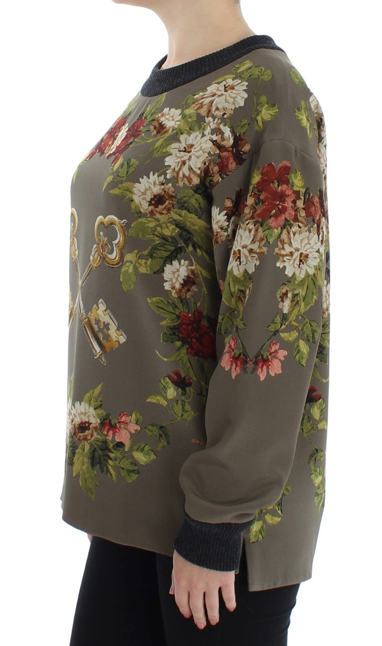 Dolce &amp; Gabbana Enchanted Sicily Silk Crewneck Blouse