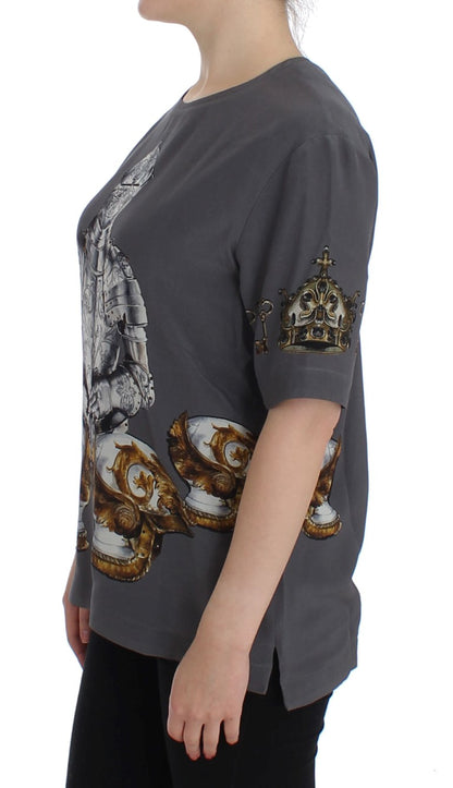 Dolce &amp; Gabbana Enchanted Sicily Silk Blouse with Knight Print