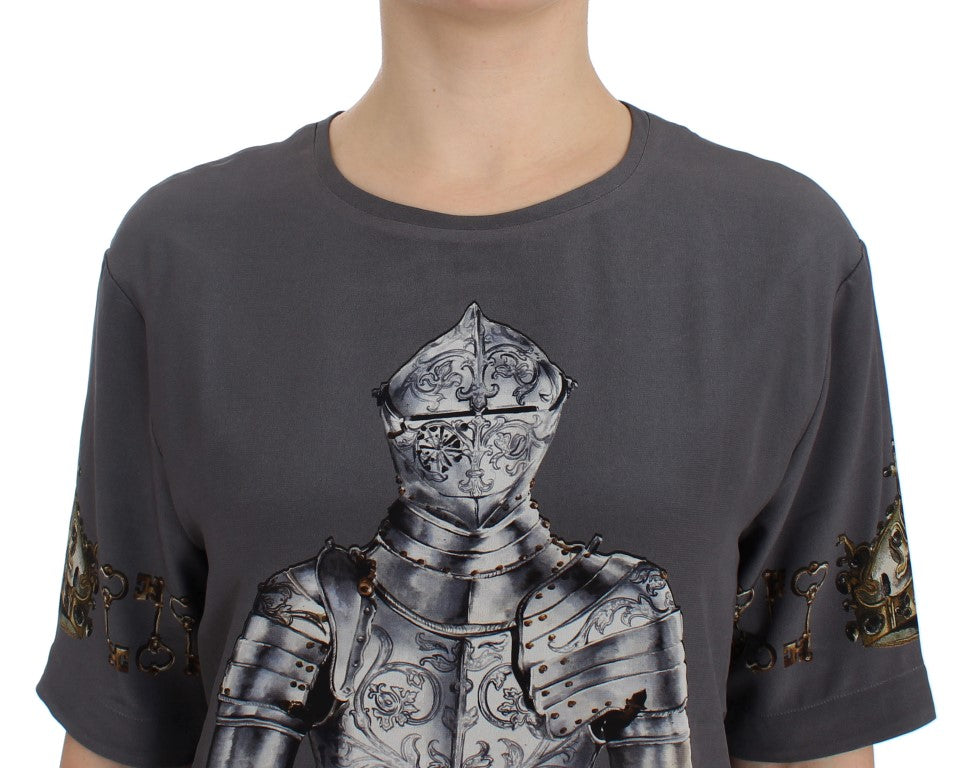 Dolce &amp; Gabbana Enchanted Sicily Silk Blouse with Knight Print