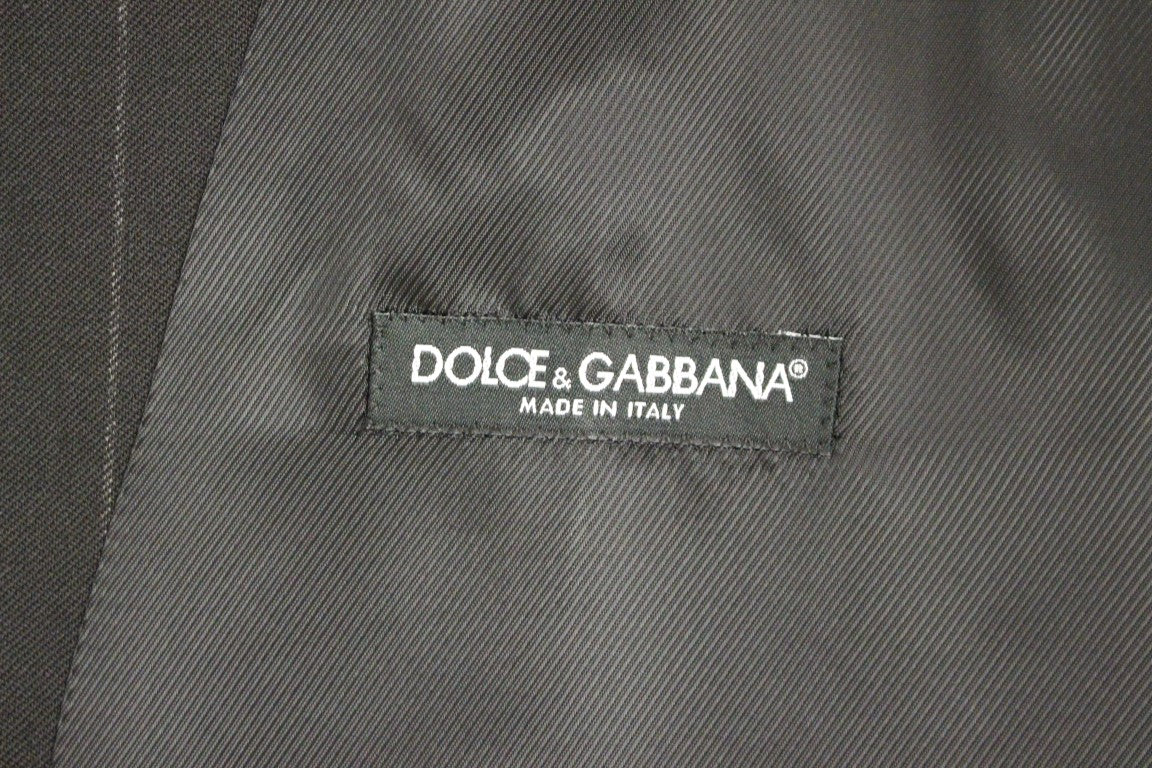 Dolce &amp; Gabbana Elegant Black Striped Wool Dress Vest