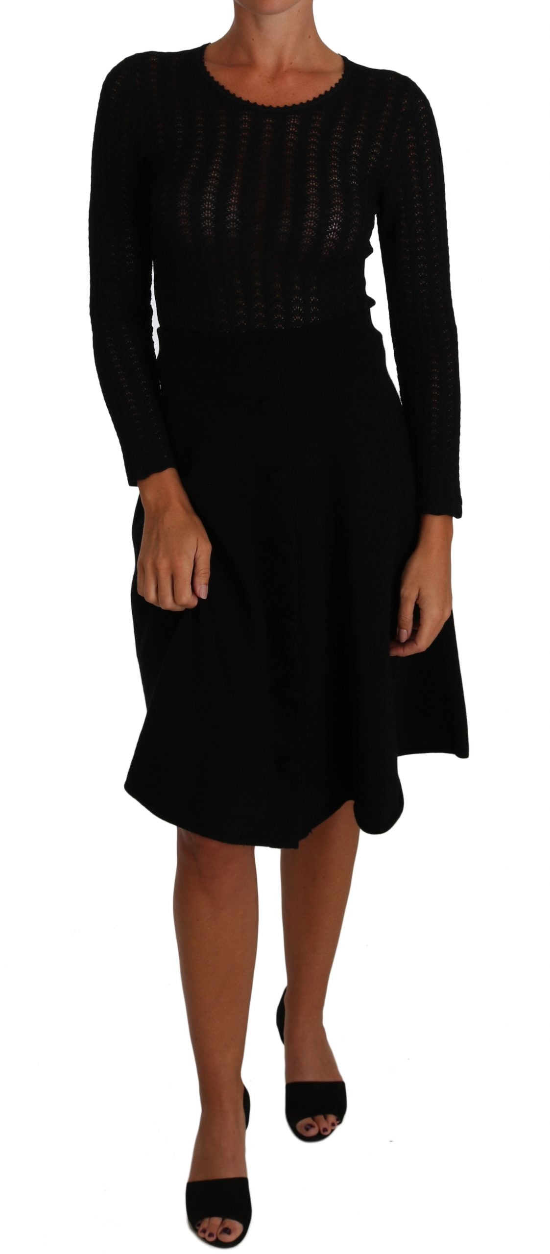 Dolce &amp; Gabbana Elegant Black Knitted Sheath Dress