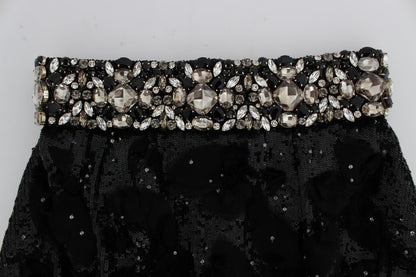 Dolce &amp; Gabbana Crystal Sequined Silk High Waist Shorts