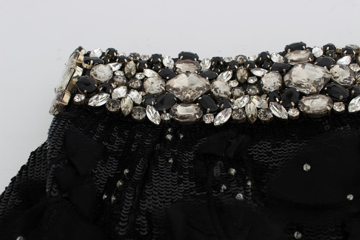 Dolce &amp; Gabbana Crystal Sequined Silk High Waist Shorts