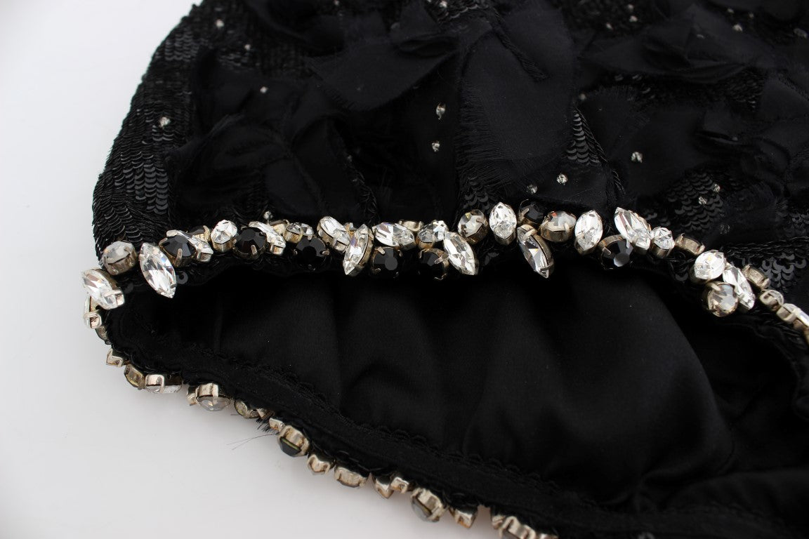 Dolce &amp; Gabbana Crystal Sequined Silk High Waist Shorts