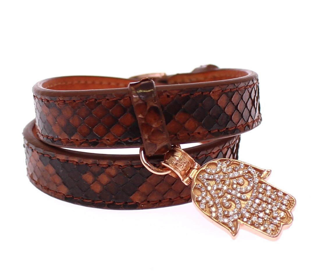 Nialaya Chic Snakeskin Leather &amp; Gold Cuff Bracelet