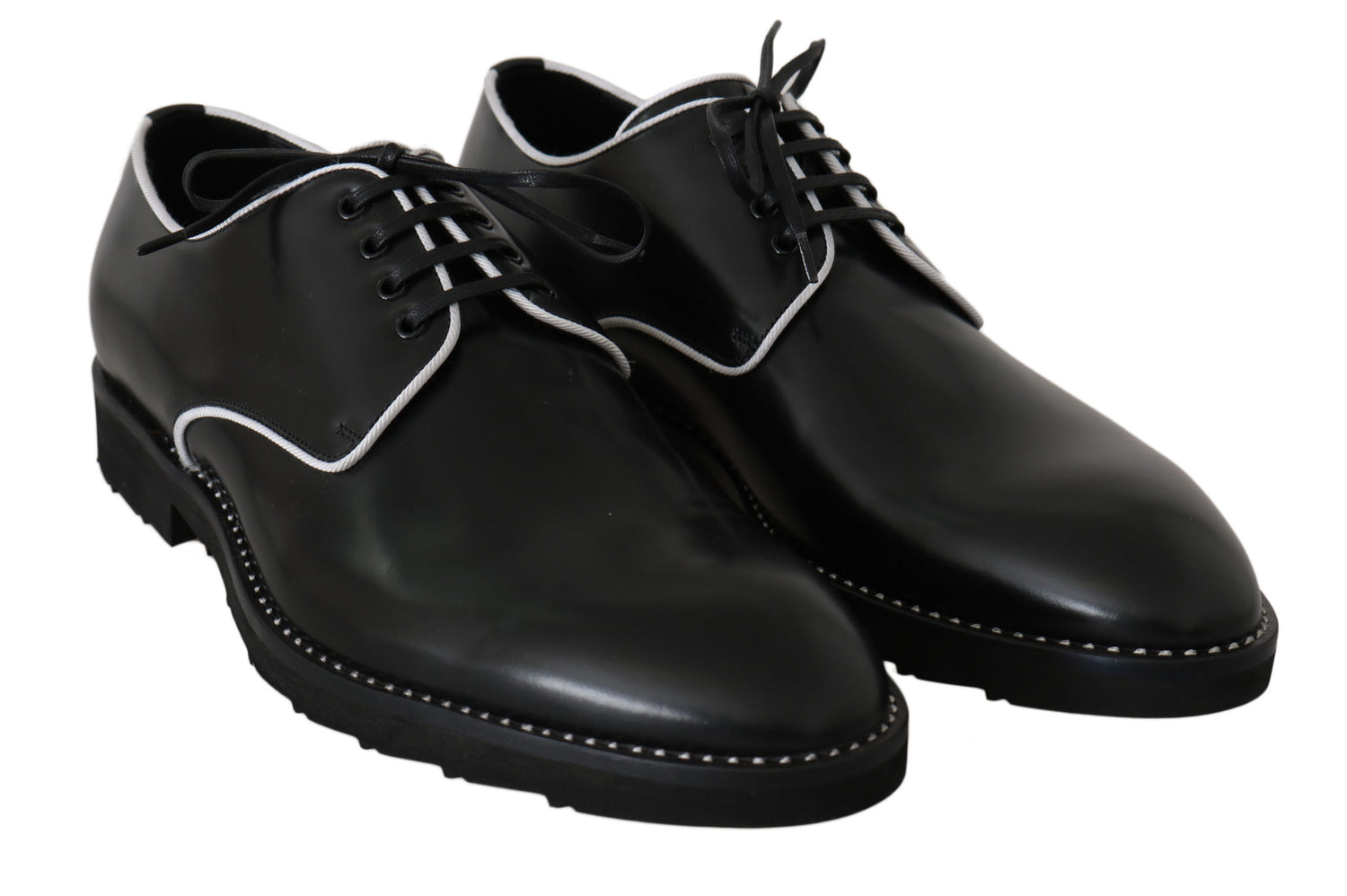 Dolce &amp; Gabbana Elegant Black Leather Derby Dress Shoes