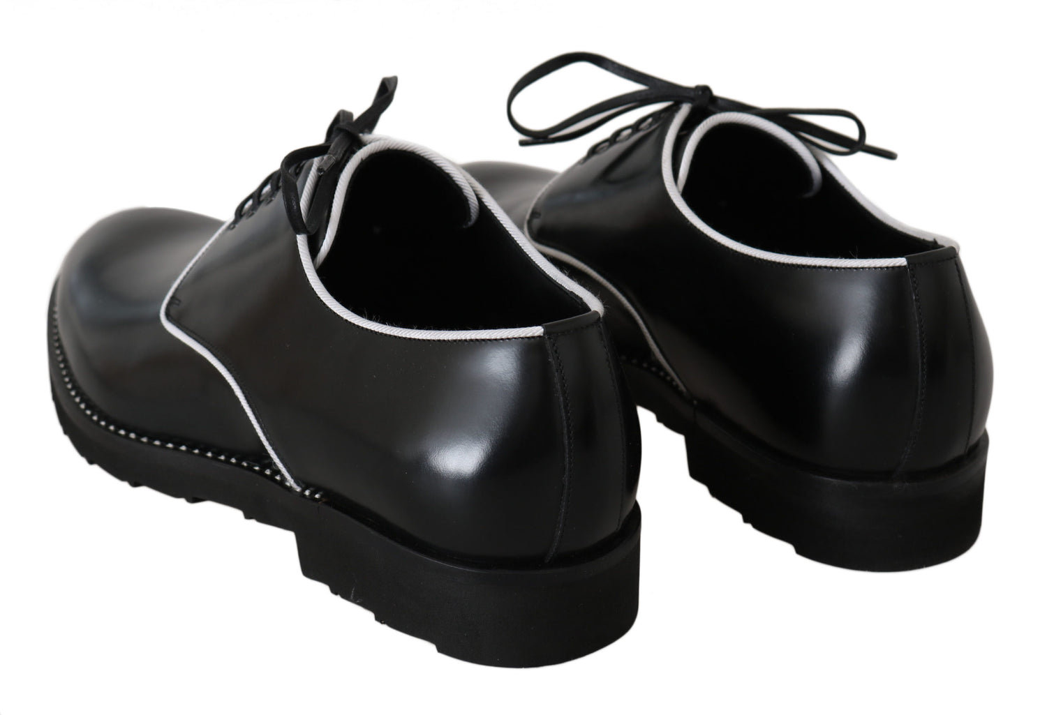 Dolce &amp; Gabbana Elegant Black Leather Derby Dress Shoes