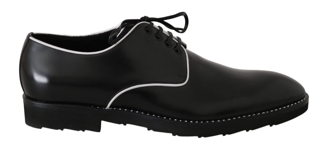 Dolce &amp; Gabbana Elegant Black Leather Derby Dress Shoes