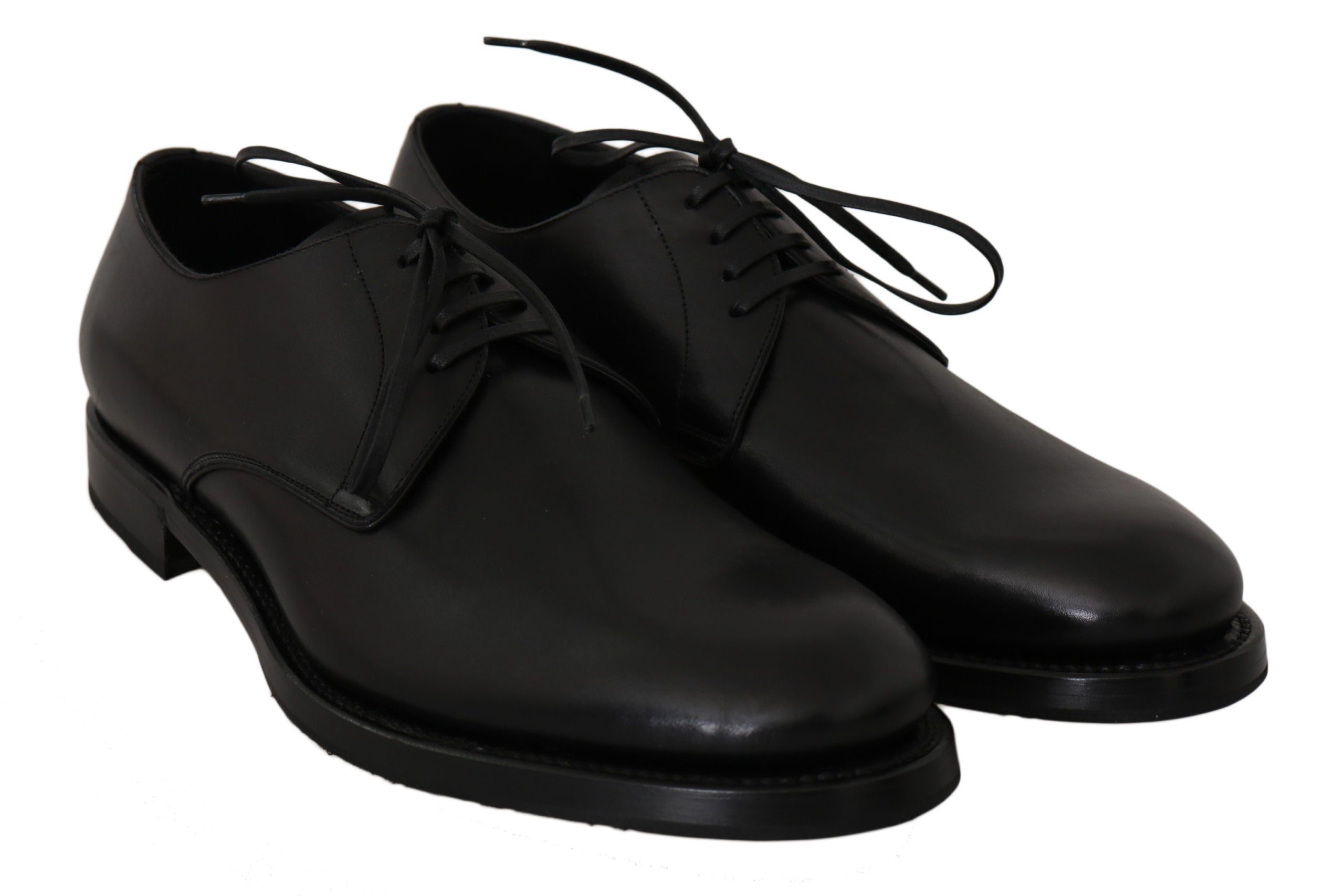 Dolce &amp; Gabbana Elegant Black Leather Derby Dress Shoes