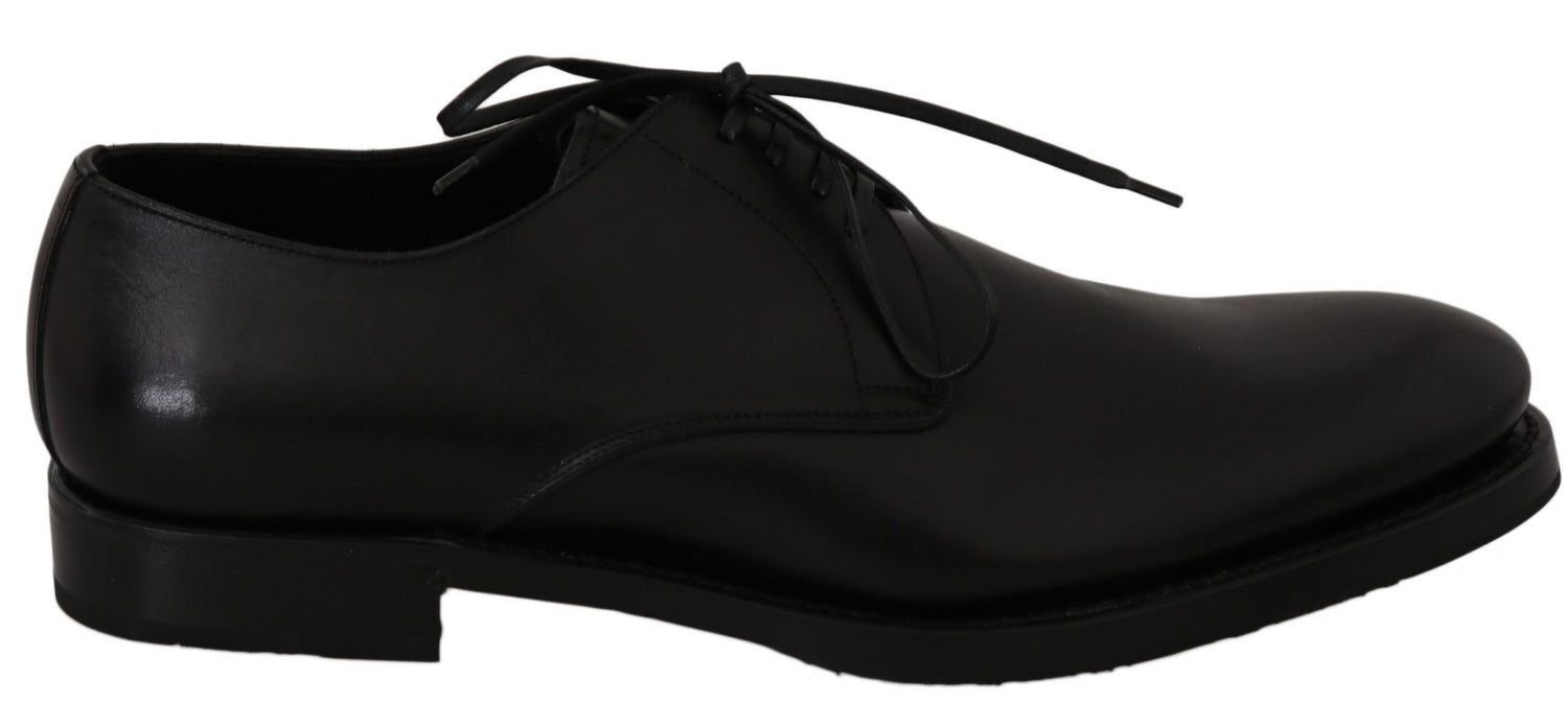 Dolce &amp; Gabbana Elegant Black Leather Derby Dress Shoes