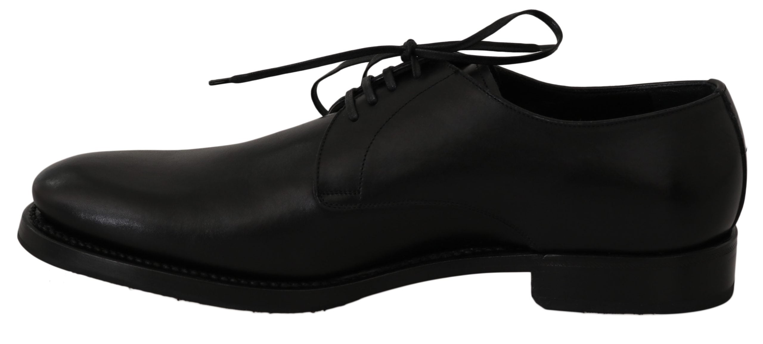 Dolce &amp; Gabbana Elegant Black Leather Derby Dress Shoes