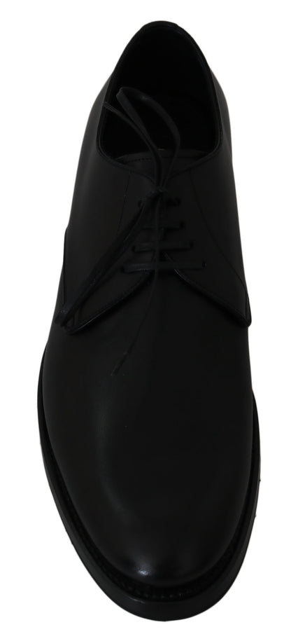 Dolce &amp; Gabbana Elegant Black Leather Derby Dress Shoes