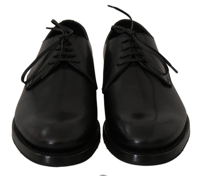 Dolce &amp; Gabbana Elegant Black Leather Derby Dress Shoes