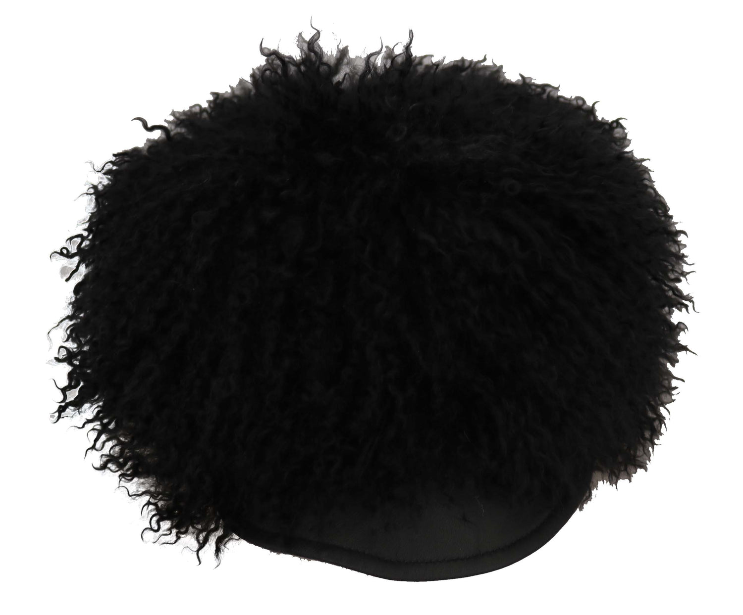 Dolce &amp; Gabbana Chic Black Gatsby Cap in Tibet Lamb Fur