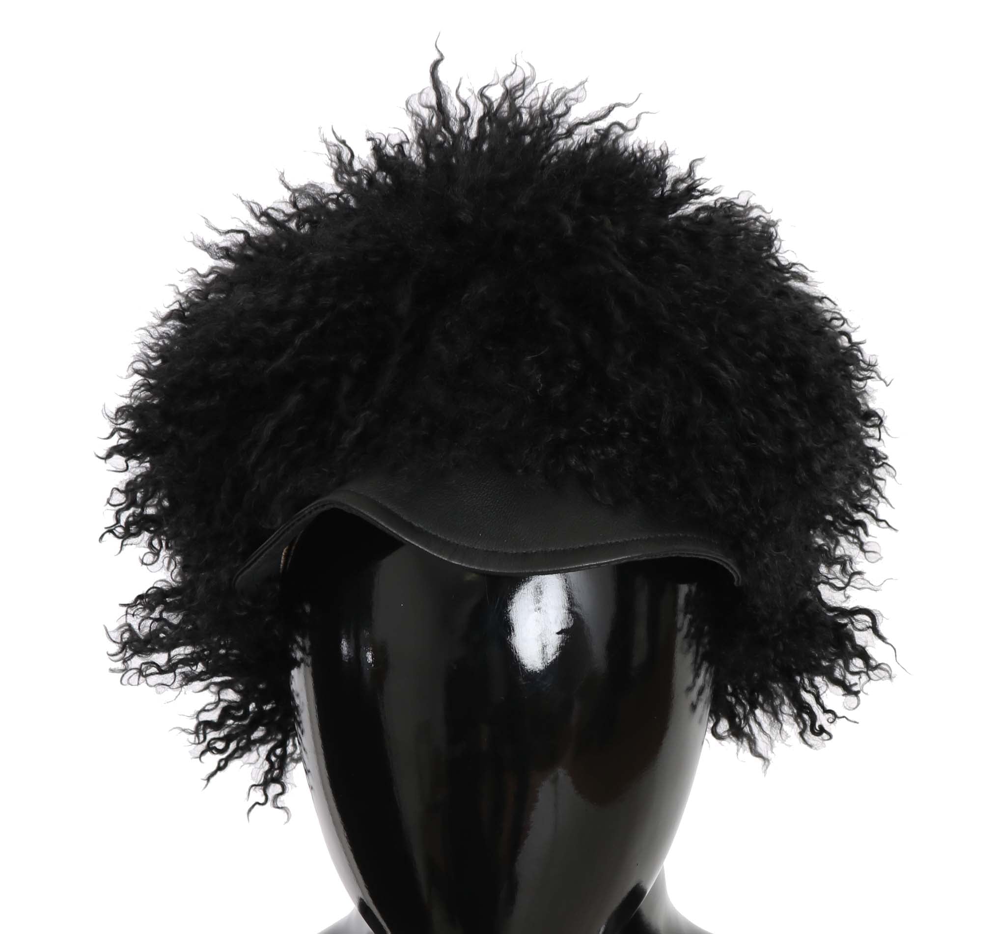 Dolce &amp; Gabbana Chic Black Gatsby Cap in Tibet Lamb Fur