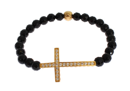 Nialaya Gold Plated Sterling Bracelet with CZ Diamond Cross