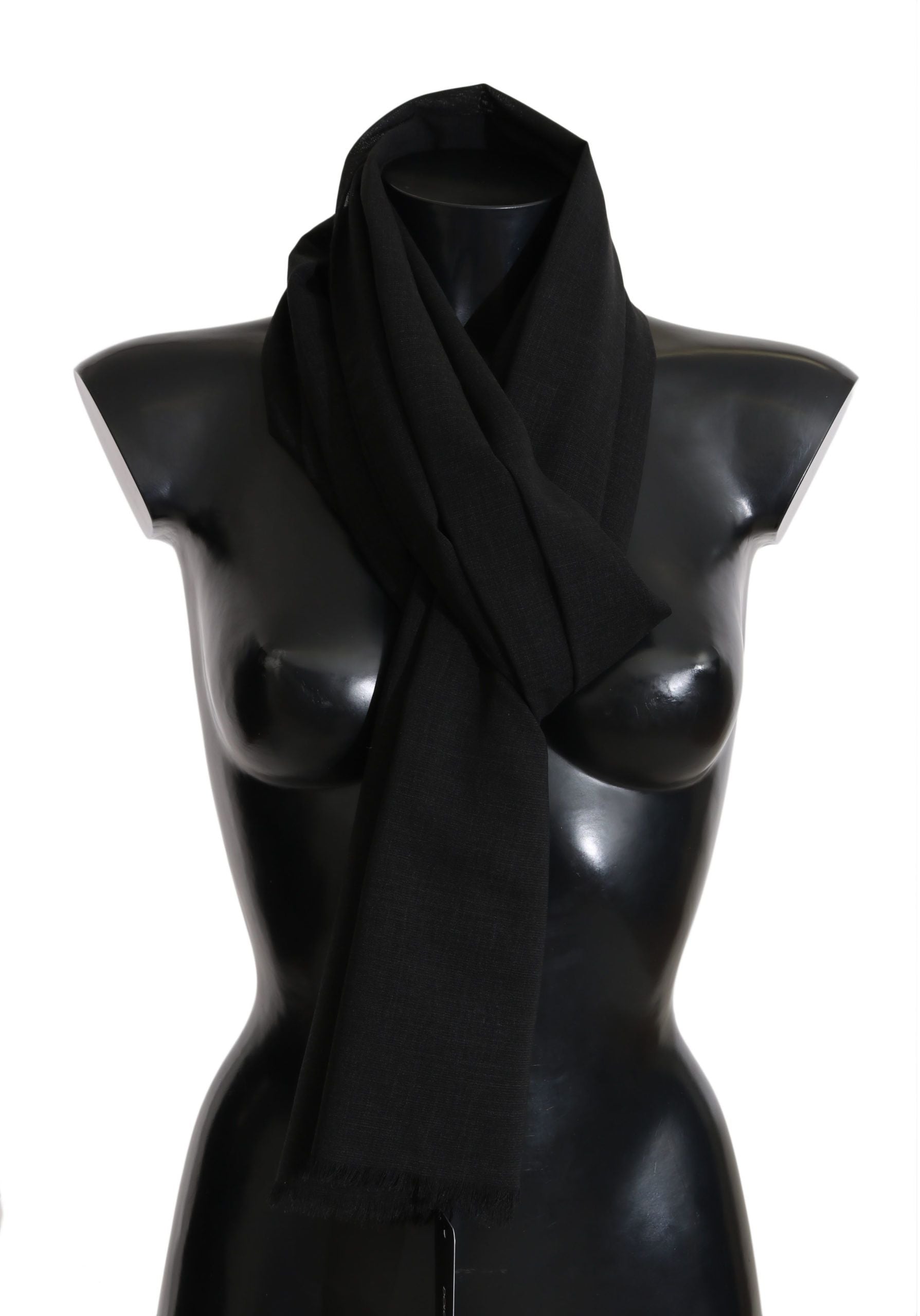 Dolce &amp; Gabbana Elegant Black Wool Blend Scarf