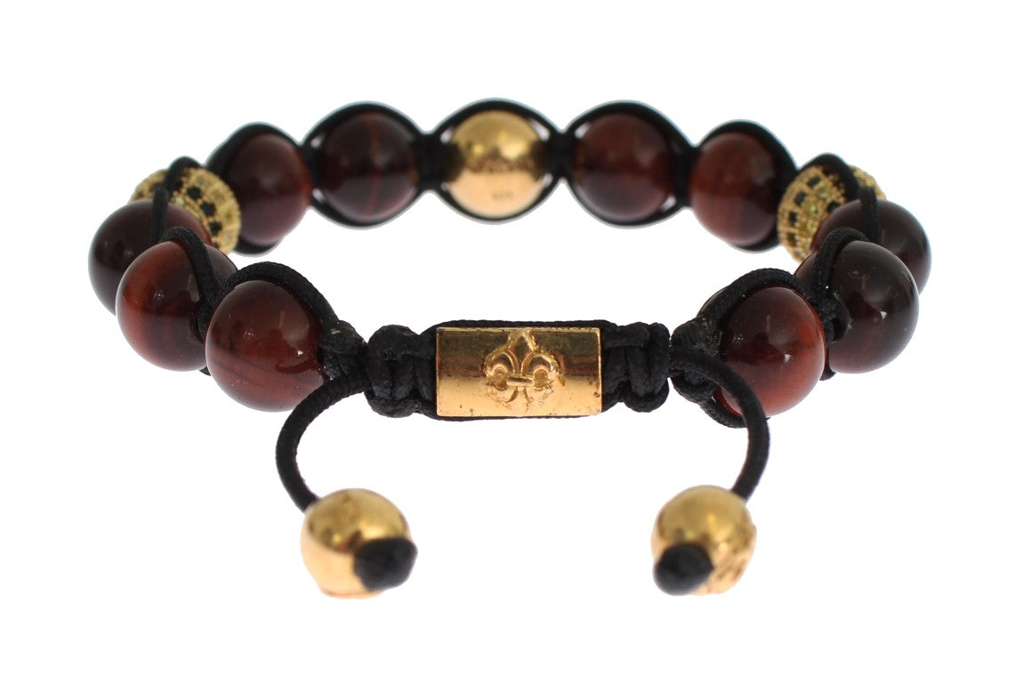 Nialaya Radiant Red Tiger Eye &amp; CZ Gold Bracelet